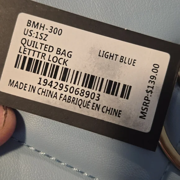 Badgley Mischka Quilted Light Blue Gold Chain Shoulder Bag NWT - Picture 7 of 9